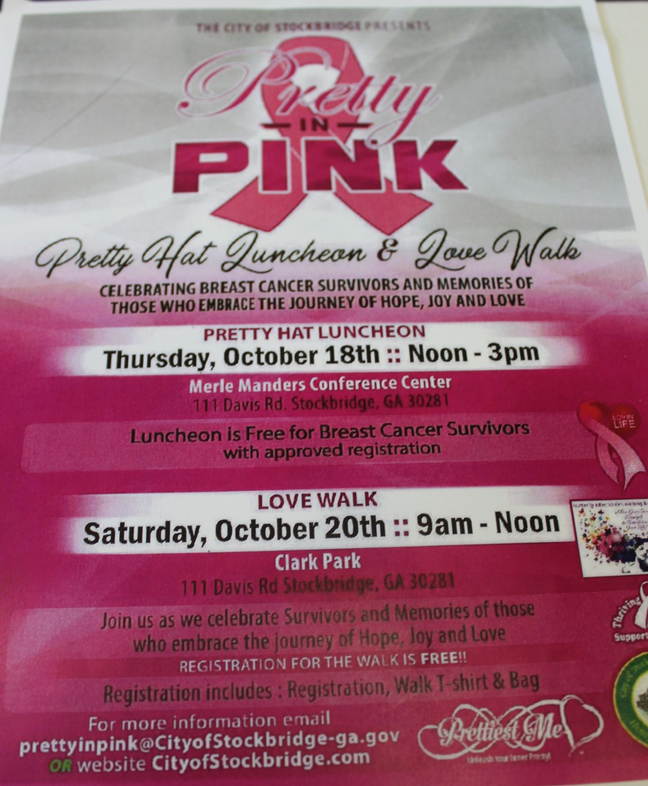 Stockbridge Pretty in Pink events flyer